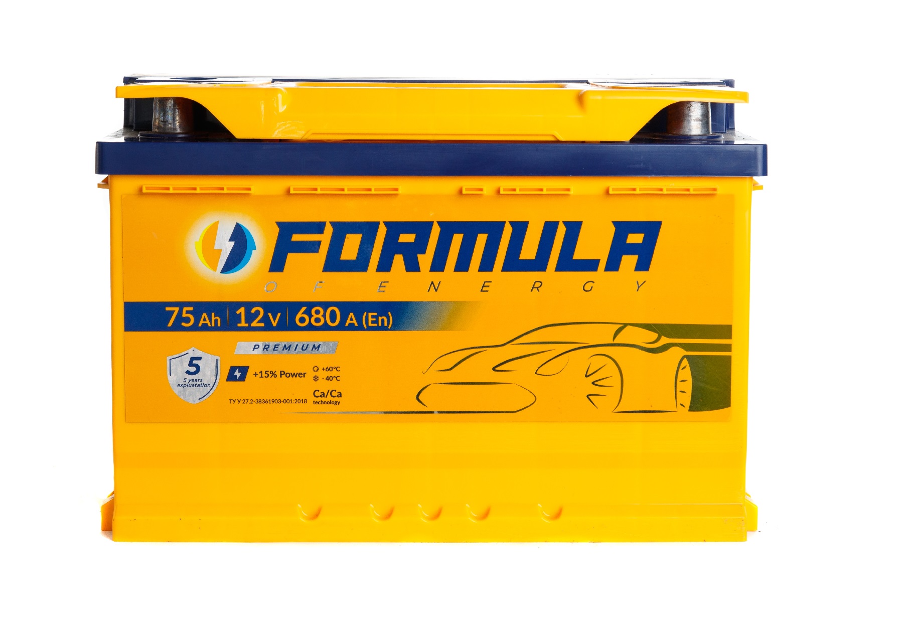 Акумулятор легковий Formula of energy premium 6СТ-75(1), 12B, 75Ah, 680A, плюс ліворуч (L+), 278x175x190мм (FPRE075E1)